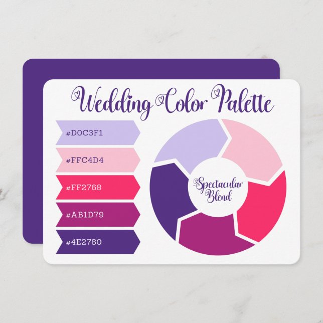 Wedding Colour Palette Card with Hex Colour Codes  (Front/Back)