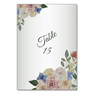 Wedding Colourful Floral Butterfly Wedding Party Table Number