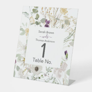 Wedding COLOURFUL WILDFLOWER YELLOW AND  PURPLE Pedestal Sign