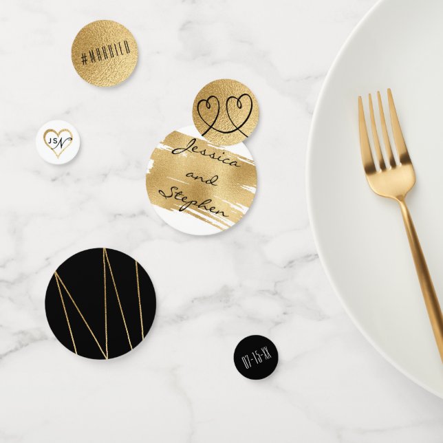 Wedding Confetti Elegant Gold and Black (Group)