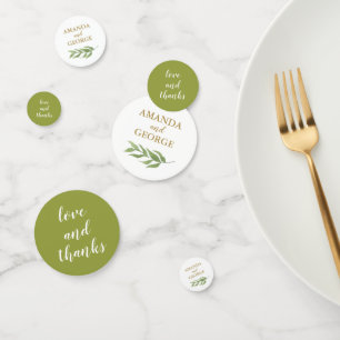 wedding confetti greenery botanical and gold