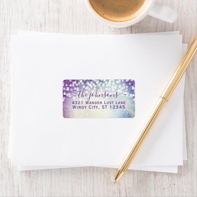 Wedding Confetti Purple Aqua Blue Stars Label (Insitu)