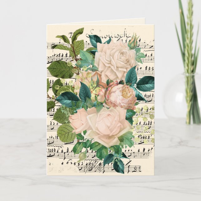 Wedding Congratulations Add Names Rose Ephemera Card (Front)