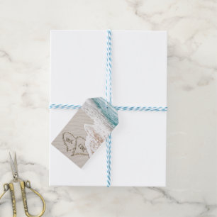 Wedding Congratulations Beach Hearts Gift Tags