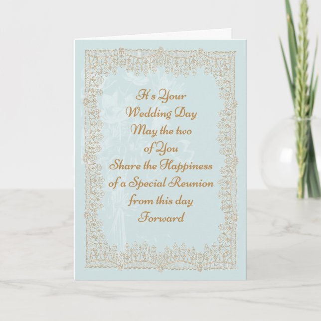 Wedding Congratulations Card Gold Faux Lace (Front)