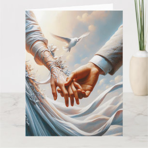 WEDDING CONGRATULATIONS DOVE HOLDING HANDS CARD