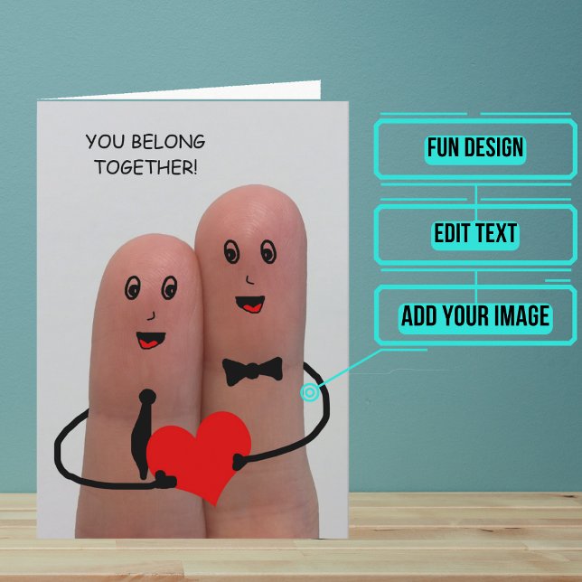 Wedding Congratulations Fingers on One Hand Card (Send your love and congratulations with a modern and unique twist.)