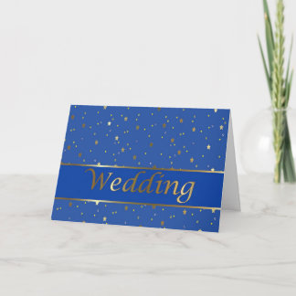 Wedding Congratulations Gold Stars on Blue Card