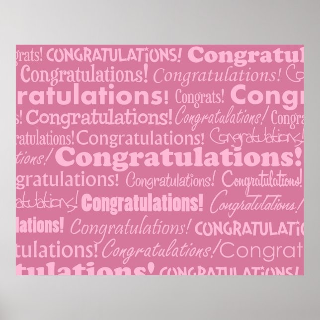 Wedding Congratulations In Pink Poster (Front)