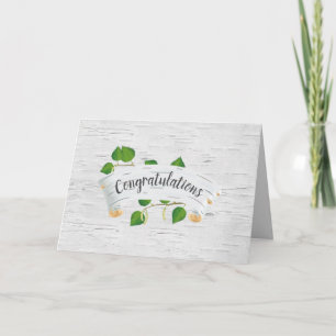Wedding Congratulations On Birch Tree Scroll Card