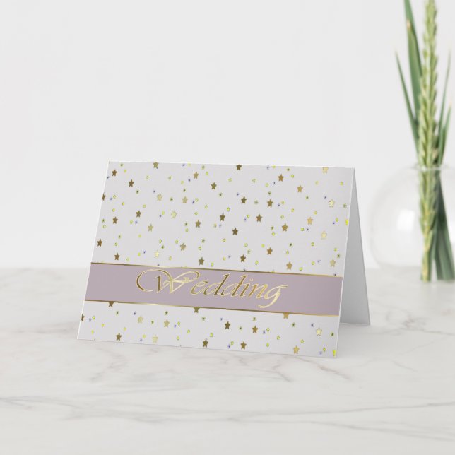 Wedding Congratulations Silver Gold Stars Card (Front)