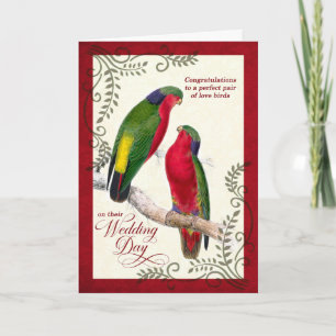 Wedding Congratulations Vintage Lorikeet Parrots Card