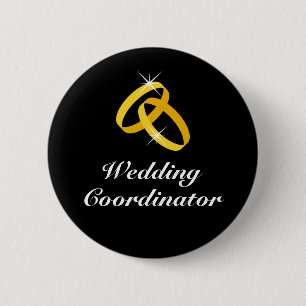 Wedding coordinator golden rings pinback buttons