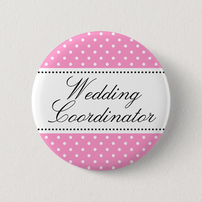 Wedding coordinator pinback buttons | Pink (Front)