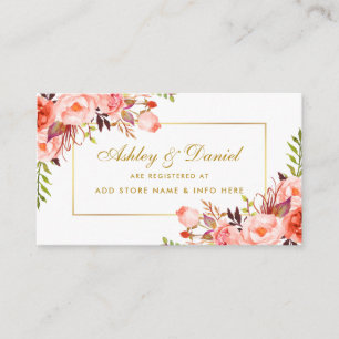 Wedding Coral Gold Registry Insert Card