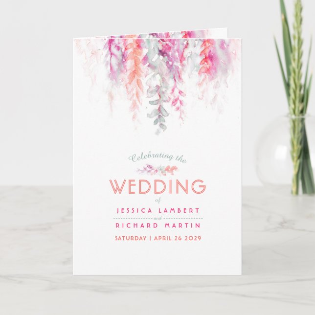 Wedding coral red orange green flower art program (Front)