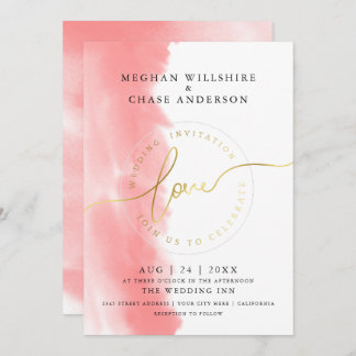 WEDDING | Coral Rose Watercolor  Invitation