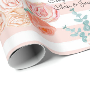Wedding Country Rose Congratulations - Add Names W Wrapping Paper