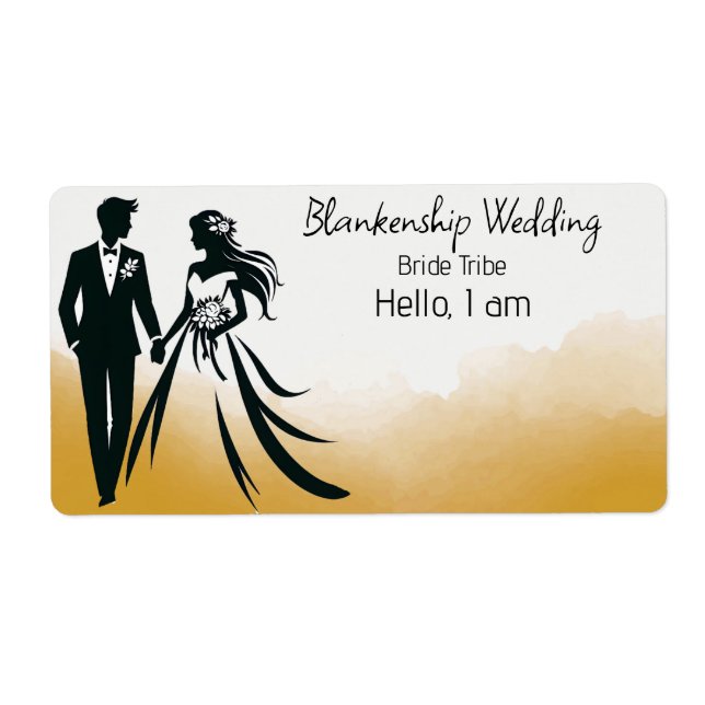 Wedding Couple Abstract Background Label Name Tag (Front)
