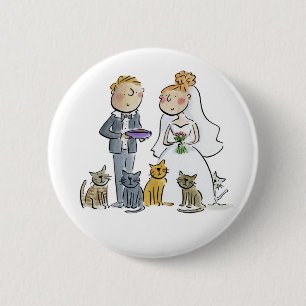 Wedding Couple Cats Paper Coaster 2 Inch Round Button