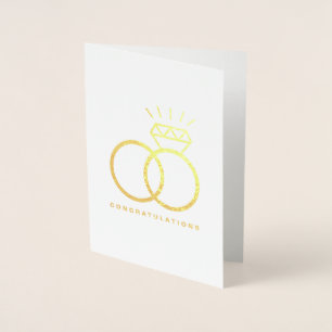 Wedding Couple Diamond Rings Congratulations Foil Card