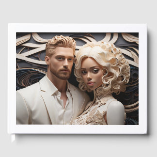 Wedding Couple Dressed in White Guest Book