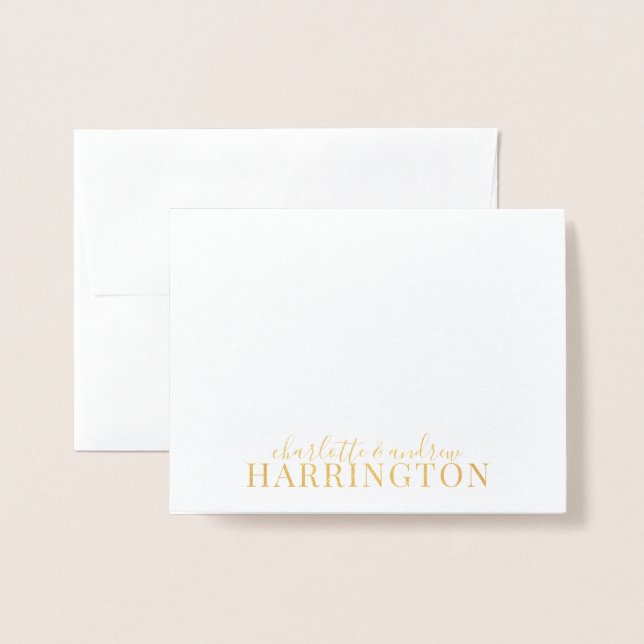 Wedding Couple Gold Foil Name Foil Card (Front With Envelope)