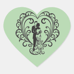 Wedding Couple Heart Sticker
