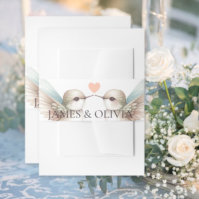 Wedding Couple Hummingbird Invitation Belly Band (Wedding Couple Hummingbird Invitation Belly Bands)
