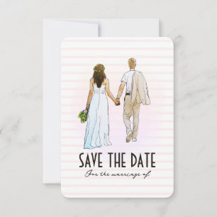 Wedding Couple Illustration Save The Date Card