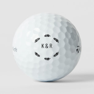 Wedding Couple Initials Foliage Golf Balls