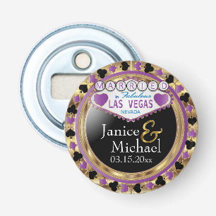 Wedding Couple Las Vegas Style - Purple Bottle Opener