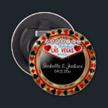 Wedding Couple Las Vegas Style - Red Bottle Opener<br><div class="desc">Bottle Opener. Wedding Couple Las Vegas Style in red and gold. 📌If you need further customization, please click the "Click to Customize further" or "Customize or Edit Design"button and use our design tool to resize, rotate, change text colour, add text and so much more.⭐This Product is 100% Customizable. Graphics and...</div>