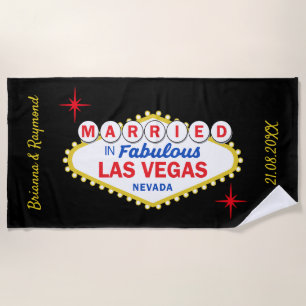 Wedding Couple Married in Las Vegas Pool Party Beach Towel