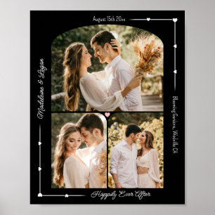 Wedding Couple Modern Hearts Custom Photo Collage Poster