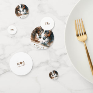 Wedding Couple Monogram Brown Horses Confetti