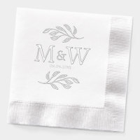 Wedding Couple Monogram Date Elegant Botanical