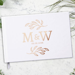 Wedding Couple Monogram Date Elegant Botanical Guest Book