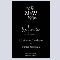Wedding Couple Monogram Initials Botanical Welcome