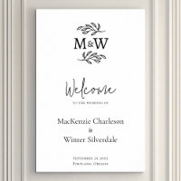 Wedding Couple Monogram Initials Botanical Welcome