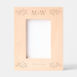 Wedding Couple Monogram Initials Date Personalized Etched Frames<br><div class="desc">Add a touch of class to your favourite wedding photo with this unique personalized couple monogram initials and wedding date botanical leaves design. Modern, minimalist and simple serif font for a sophisticated look. Makes a lovely engagement, wedding or anniversary present for the bride and groom. Original art by Nic Squirrell....</div>