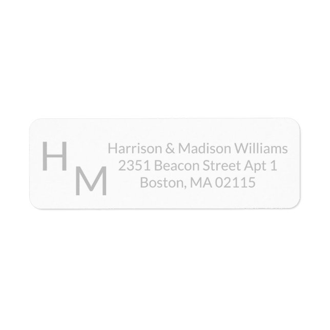 Wedding couple monogram initials Return Address (Front)