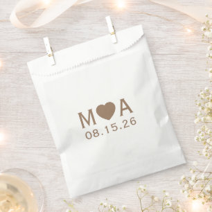 Wedding Couple Monogram Love Heart Favour Bag