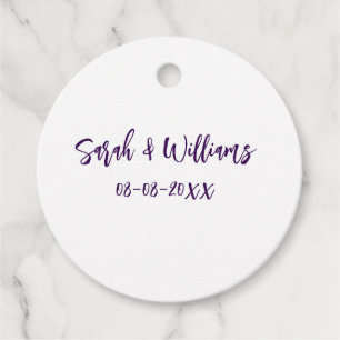 Wedding couple. Name date purple simple minimal mo Favour Tags