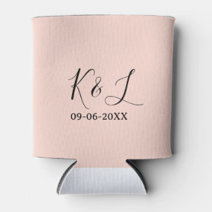 Wedding couple name letter date red pastel backgro can cooler