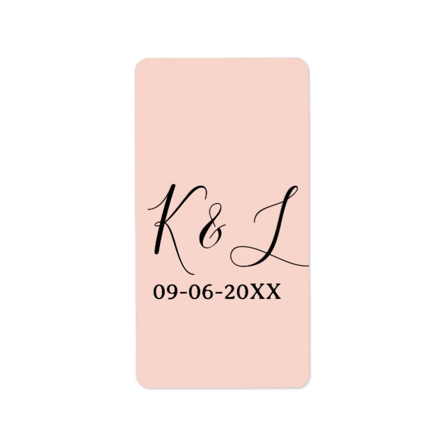 Wedding couple name letter date red pastel backgro label (Front)