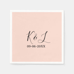 Wedding couple name letter date red pastel backgro napkin