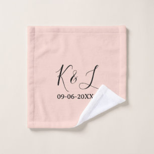 Wedding couple name letter date red pastel backgro wash cloth