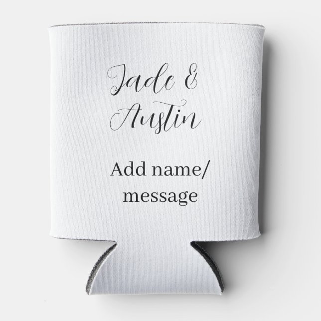Wedding couple name message date romantic elegant  can cooler (Front)