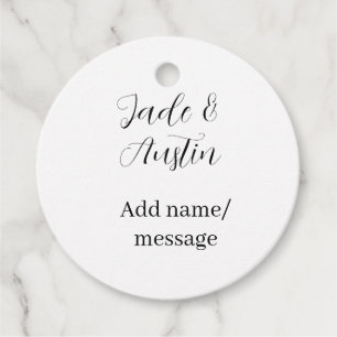 Wedding couple name message date romantic elegant favour tags